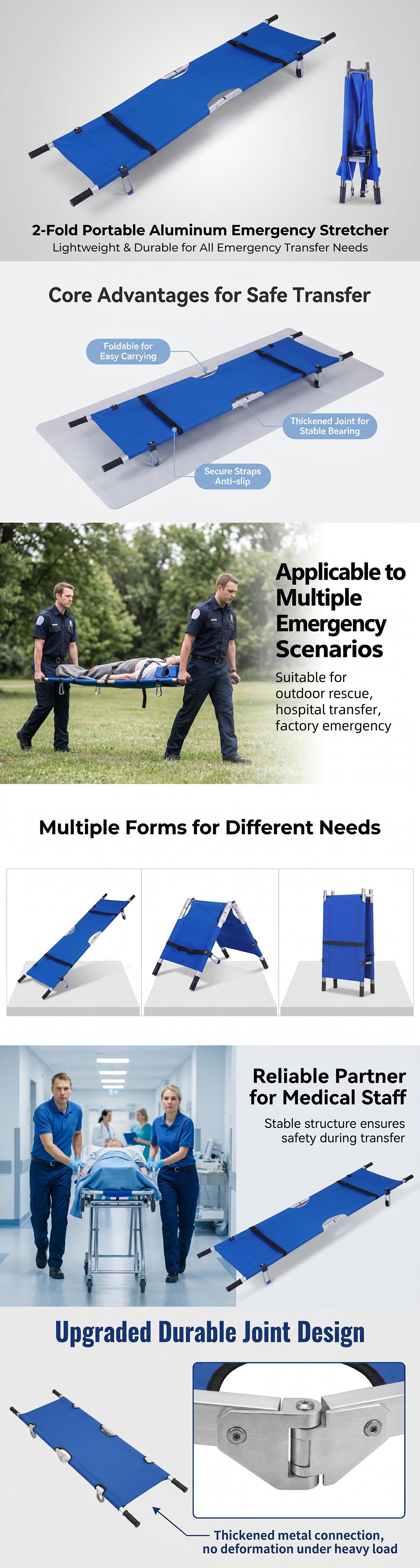 2 Fold Portable Aluminum Emergency Stretcher (8)