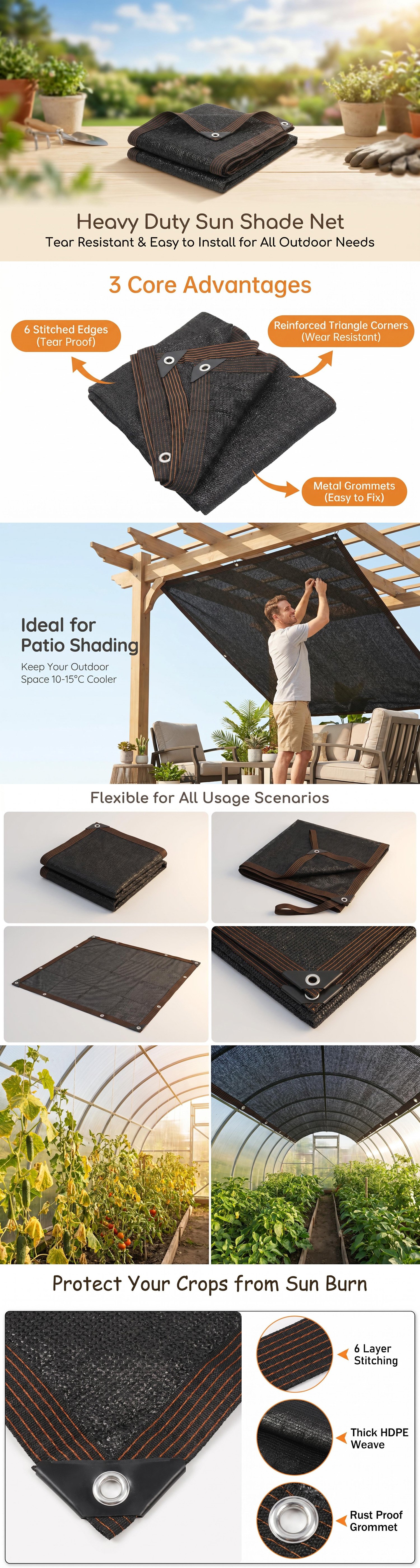 Black Heavy Duty Sun Shade Net (8)