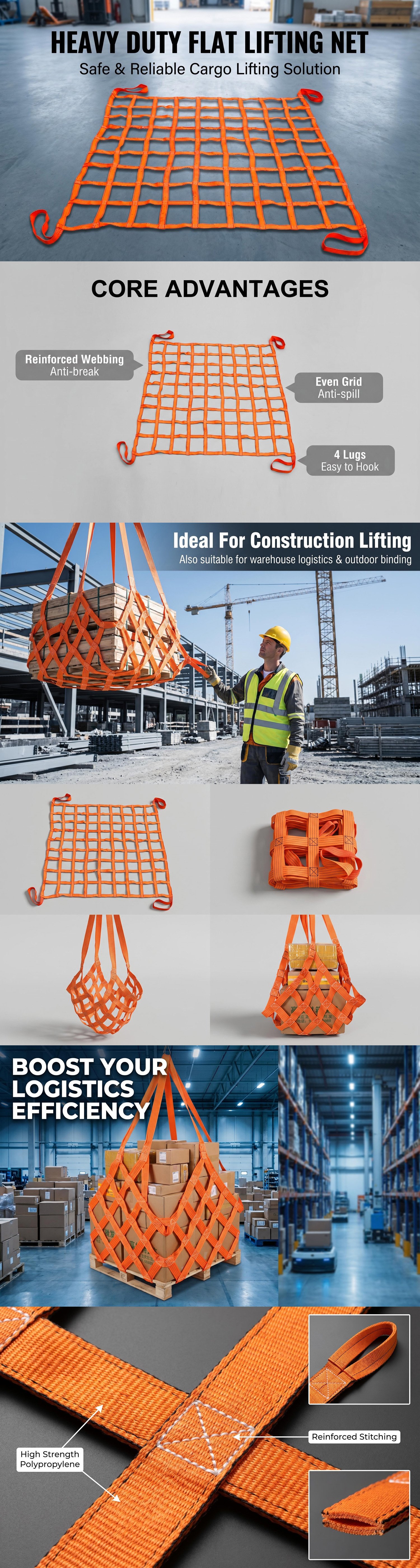 Heavy Duty Flat Lifting Cargo Net (8)