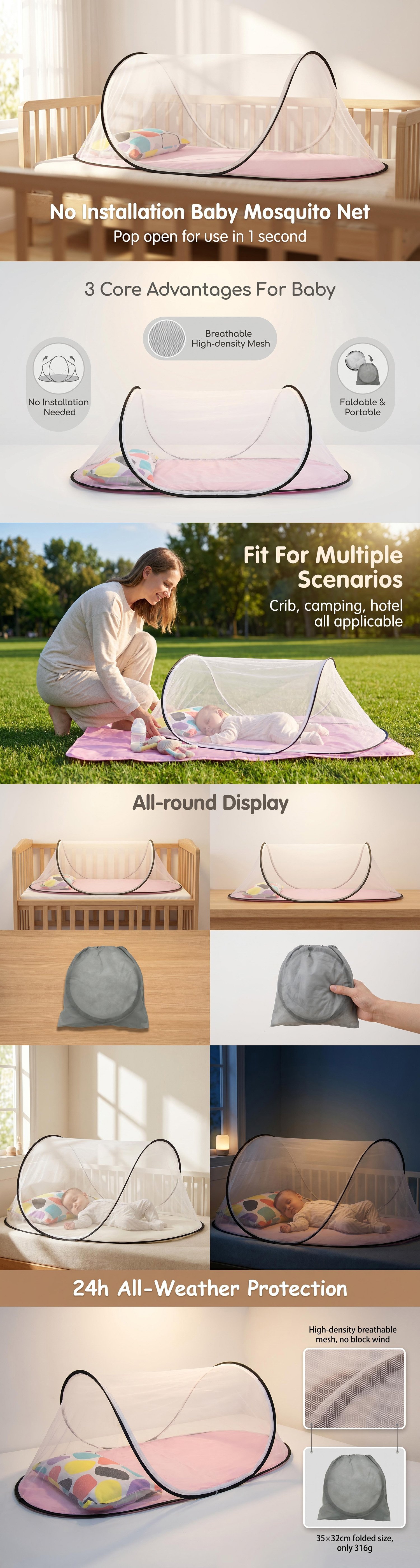 No Installation Baby Mosquito Popup Net Tent (8)