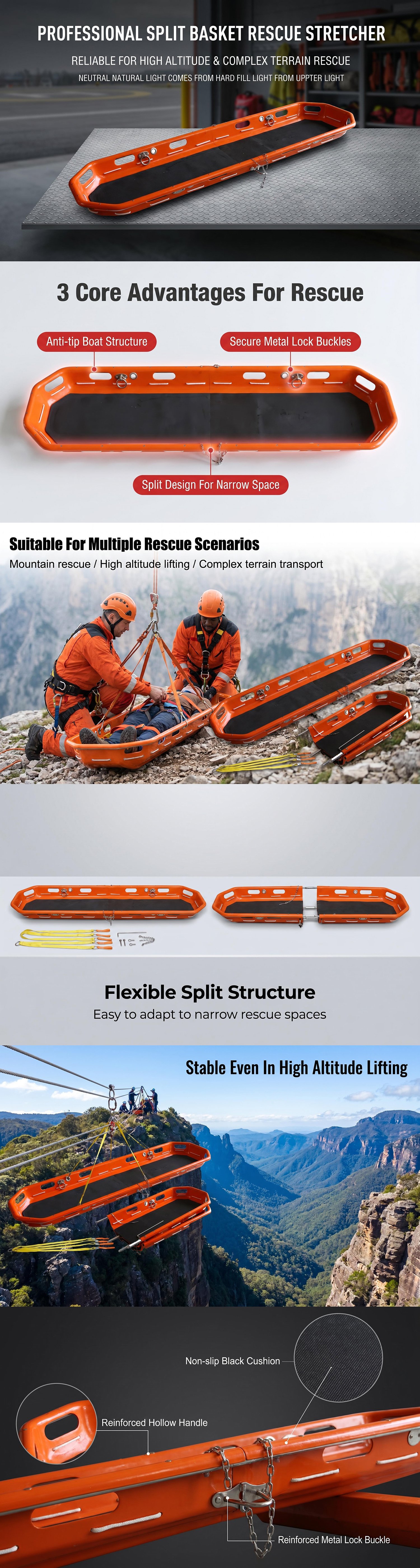 Professional Split Basket Rescue Stretcher (8)
