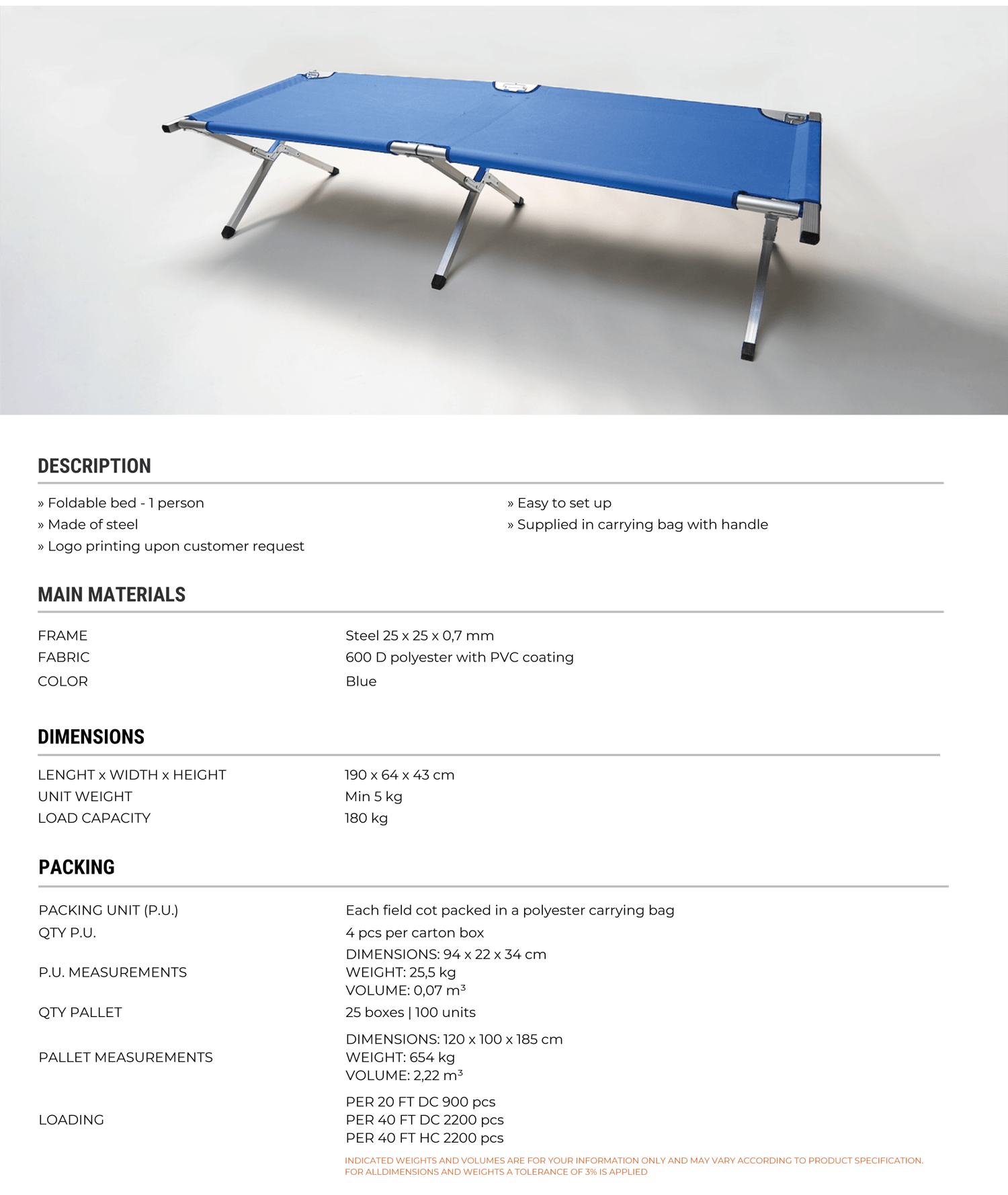 Steel Field Cot 1